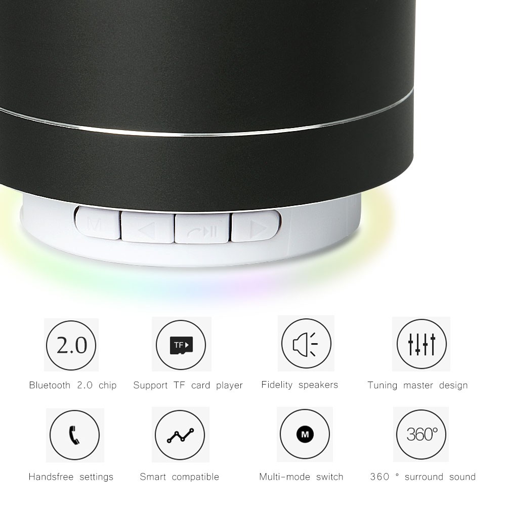 Portable bluetooth speaker with led light